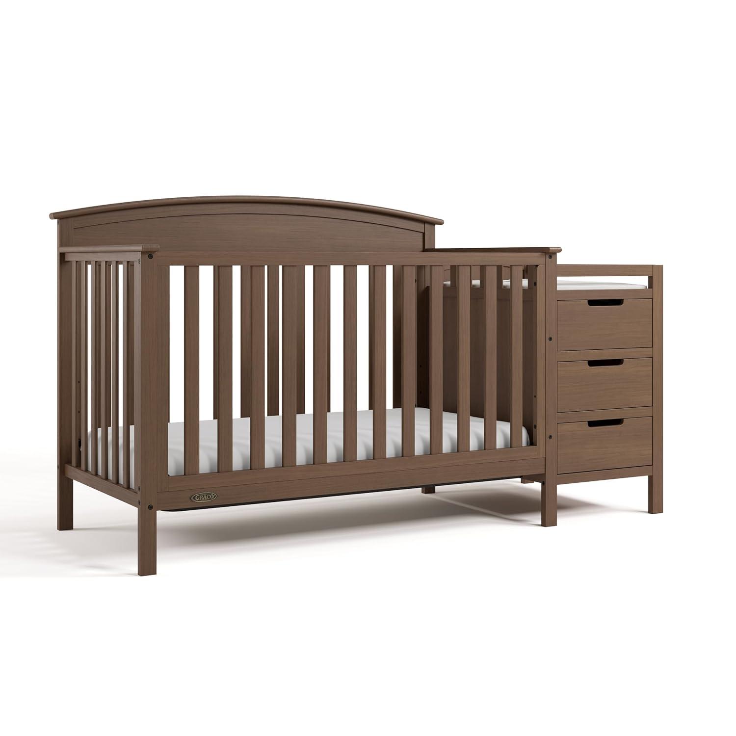 imageGraco Benton 5in1 Convertible Crib Gray GREENGUARD Gold Certified Converts from Baby Crib to Toddler Bed Daybed and FullSize Bed Fits Standard FullSize Crib MattressHazelnut