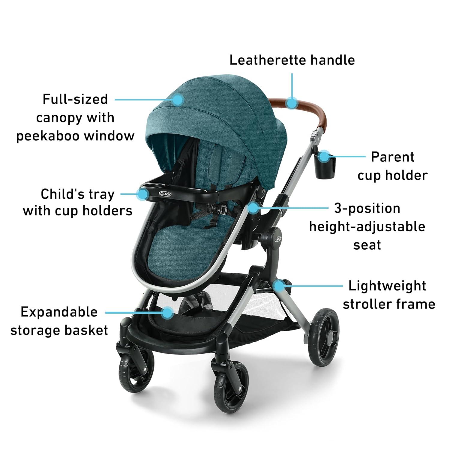 imageGraco Modes Nest Travel System 3in1 Modular Carseat Stroller Combo Adjustable Slide2Me Infant Car Seat Carrier Pramette Toddler Stroller Includes SnugRide 35 Lite Elite Infant Car Seat Bayfield