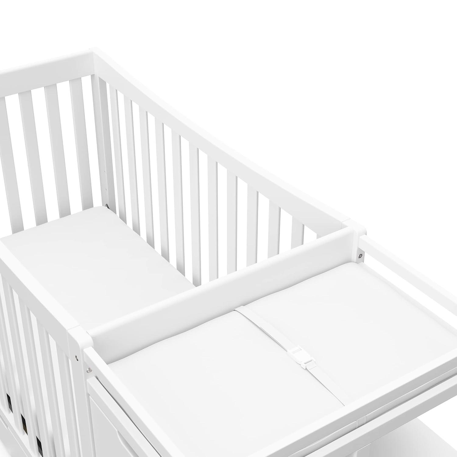 imageGraco Remi 4in1 Convertible Crib ampamp Changer White GREENGUARD Gold Certified Fits Standard Crib Mattress Converts to Toddler Bed and Full Bed 4 Adjustable Mattress Heights