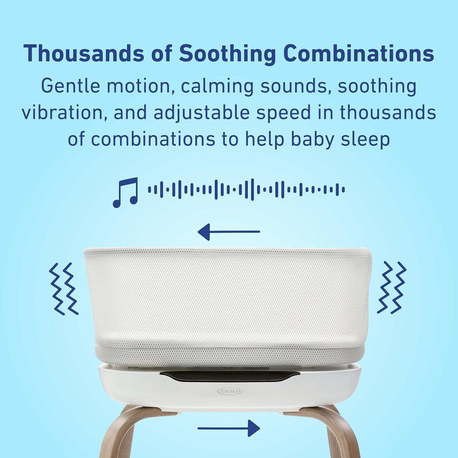 imageGraco SmartSense Soothing Baby Bassinet Smart Newborn Bassinet Detects and Automatically Responds to Babys Cries For Newborn Babies to 6 Months