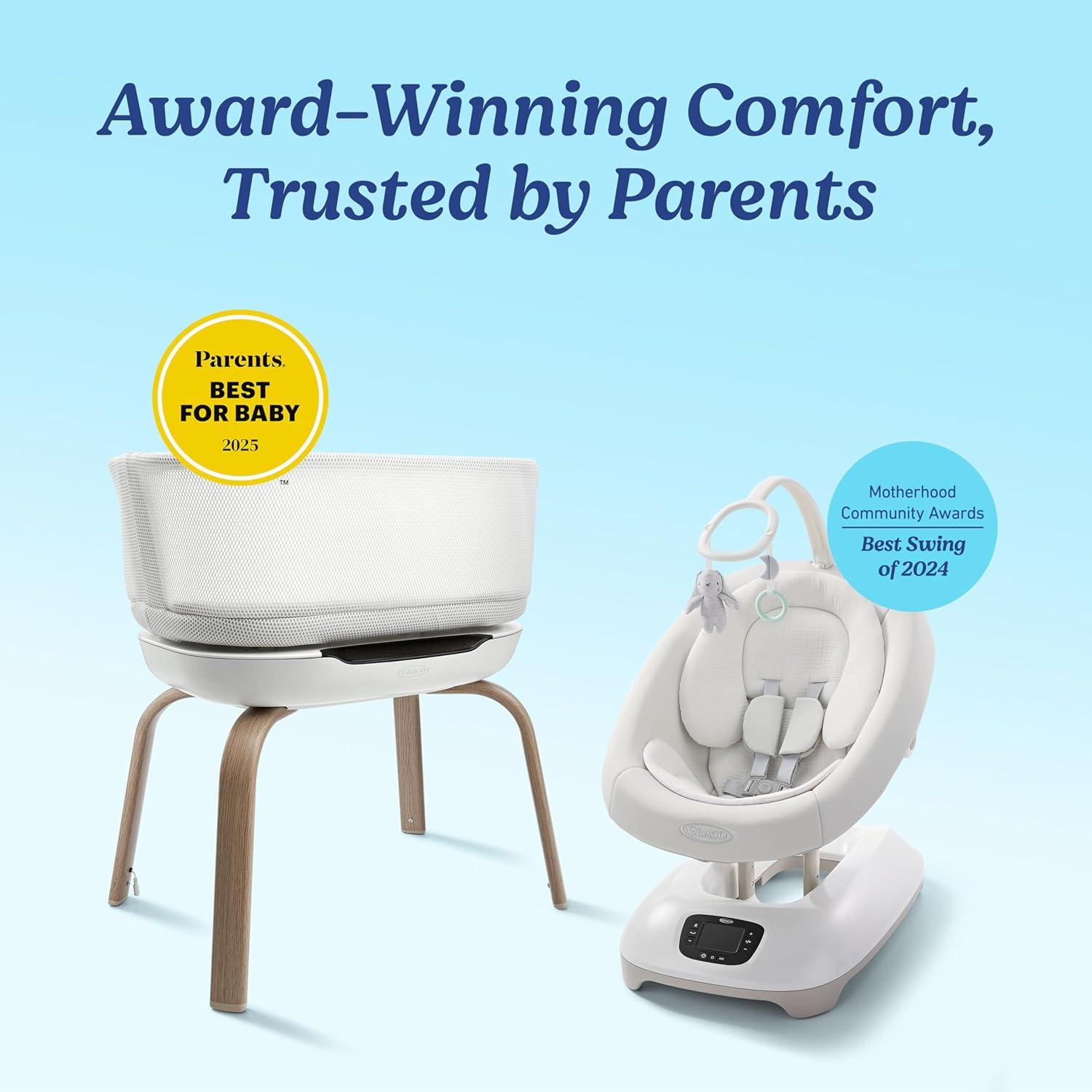 imageGraco SmartSense Soothing Baby Bassinet Smart Newborn Bassinet Detects and Automatically Responds to Babys Cries For Newborn Babies to 6 Months