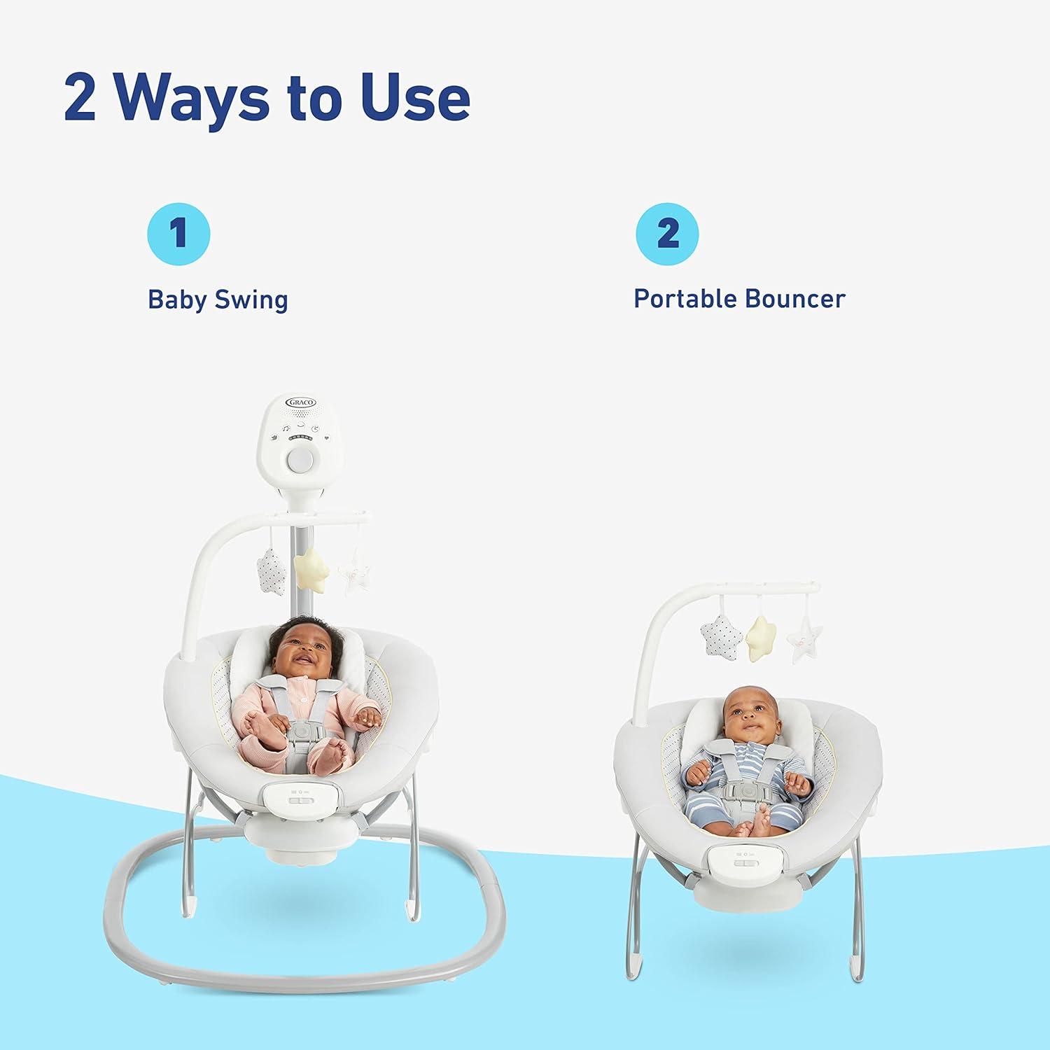 imageGraco Sway2Me Portable Baby Swing and Bouncer Seat with Music Sounds and Adjustable Settings Watson CollectionWatson