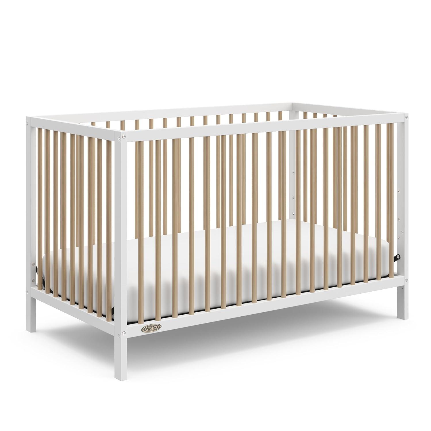 imageGraco Teddi 4in1 Convertible Mini Crib with Bonus WaterResistant Mattress Driftwood GREENGUARD Gold Certified 275Inch Mattress Included Ideal for Small Spaces Easy 30Minute AssemblyWhiteDriftwood