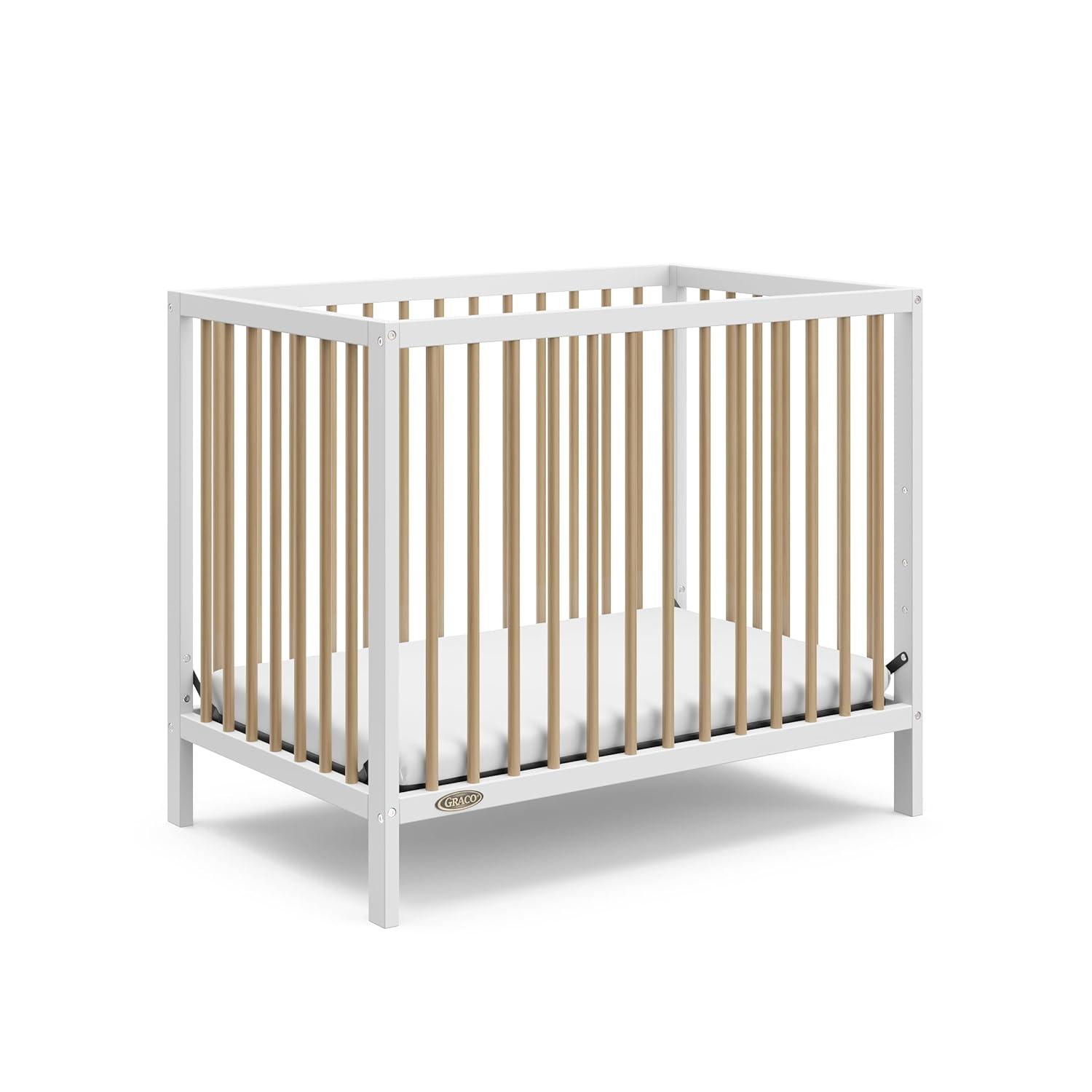imageGraco Teddi 4in1 Convertible Mini Crib with Bonus WaterResistant Mattress Driftwood GREENGUARD Gold Certified 275Inch Mattress Included Ideal for Small Spaces Easy 30Minute AssemblyWhiteDriftwood