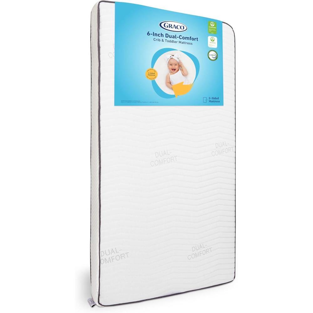 imageGraco 6Inch DualComfort Crib ampamp Toddler Mattress  GREENGUARD Gold CertiPURUS Certified Foam Machine Washable Cover with 100 Waterproof Surface Fits Standard Full Size Baby Crib and Toddler BedMattress
