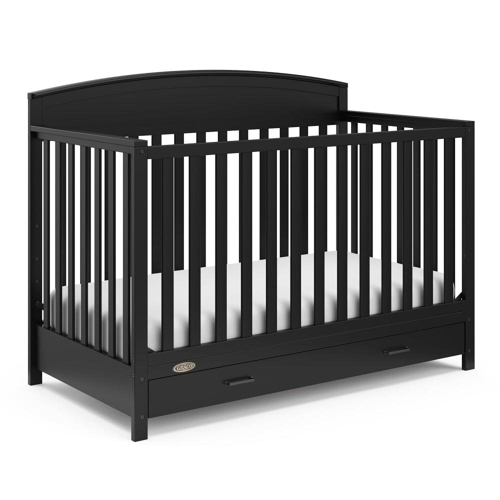 imageGraco Benton 5in1 Convertible Crib Gray  GREENGUARD Gold Certified Converts from Baby Crib to Toddler Bed Daybed and FullSize Bed Fits Standard FullSize Crib MattressBlack