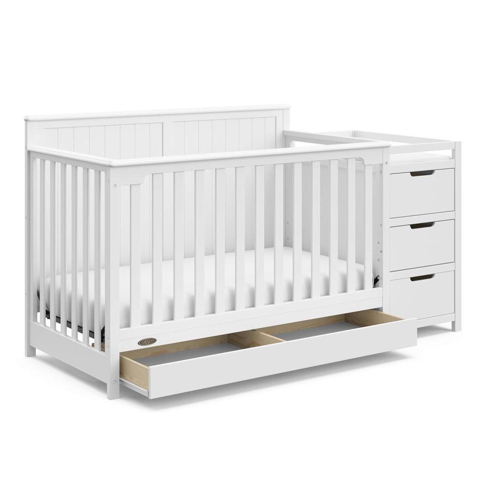 imageGraco Hadley 5in1 Convertible Crib with Drawer White GREENGUARD Gold Certified Crib with Drawer Combo FullSize Nursery Storage Drawer Converts to Toddler Bed DaybedWhite