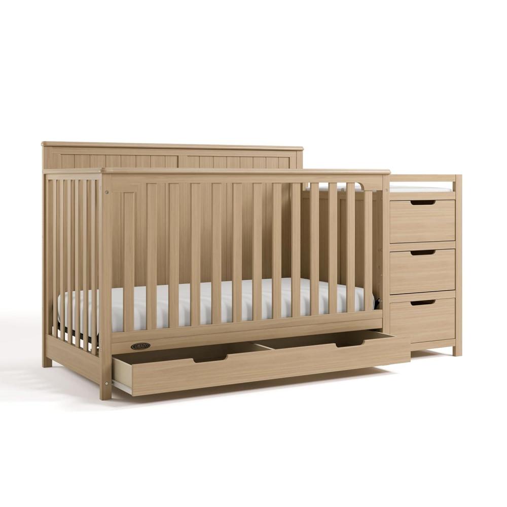 imageGraco Hadley 5in1 Convertible Crib with Drawer White GREENGUARD Gold Certified Crib with Drawer Combo FullSize Nursery Storage Drawer Converts to Toddler Bed DaybedDriftwood