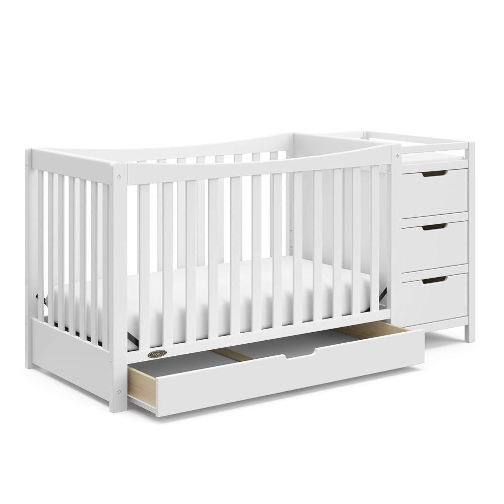 imageGraco Remi 4in1 Convertible Crib ampamp Changer White  GREENGUARD Gold Certified Fits Standard Crib Mattress Converts to Toddler Bed and Full Bed 4 Adjustable Mattress Heights