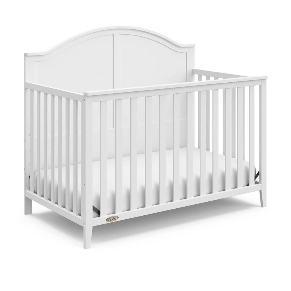 imageGraco Wilfred 5in1 Convertible Crib Black  GREENGUARD Gold Certified Converts to Toddler Bed and FullSize Bed Fits Standard FullSize Crib Mattress Adjustable Mattress Support BaseWhite