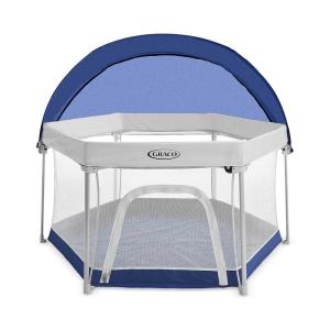 Graco Lite Traveler 4 in 1 Playard with 4 Modes, Bedside Bassinet, Toddler Playpen, Free Play and Slumber Tent Mode, Lightweight Portable Playard with Canopy and Carry Bag(Canyon)