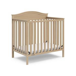 Graco Stella 4-in-1 Convertible Mini Crib with Bonus Mattress (Driftwood) – Includes Bonus 2.75 Inch Thick Mattress with Water-Resistant Cover, Converts to Twin Bed, Ideal Crib for Small Spaces(Driftwood)