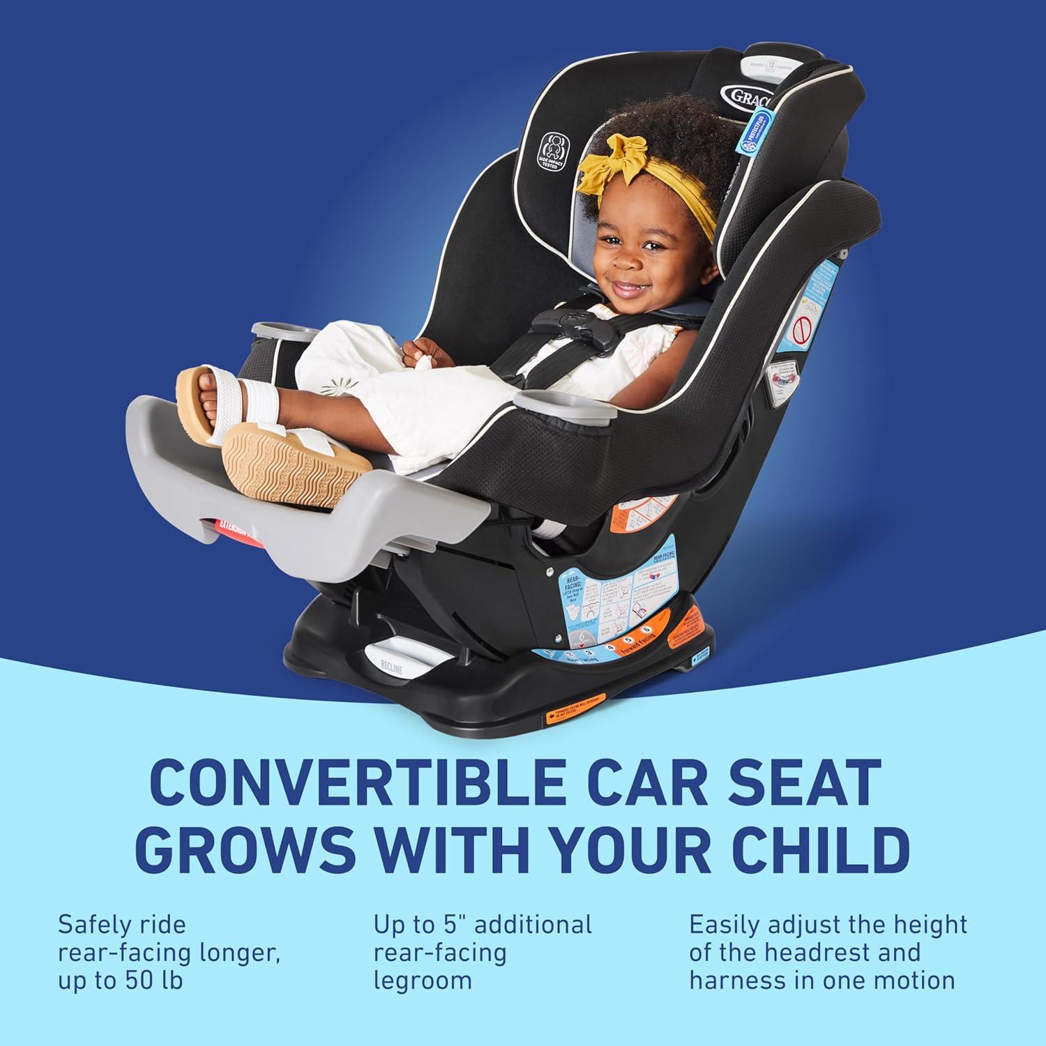 imageGraco Extend2Fit Convertible Car Seat RearFacing and ForwardFacing Extended RearFacing Seat Option Redmond Ideal for Newborns Infants and Toddlers