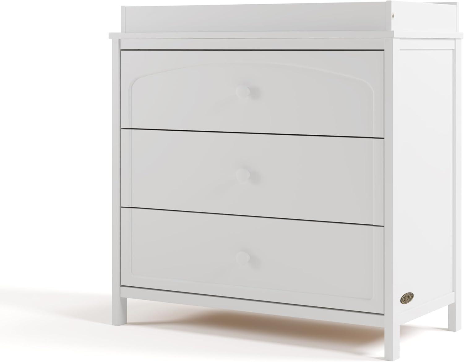 imageGraco Olivia 3 Drawer Combo Dresser Driftwood GREENGUARD Gold Certified Baby Dresser Kids Bedroom Storage Organizer Interlocking Drawer System AntiTip Kit IncludedWhite