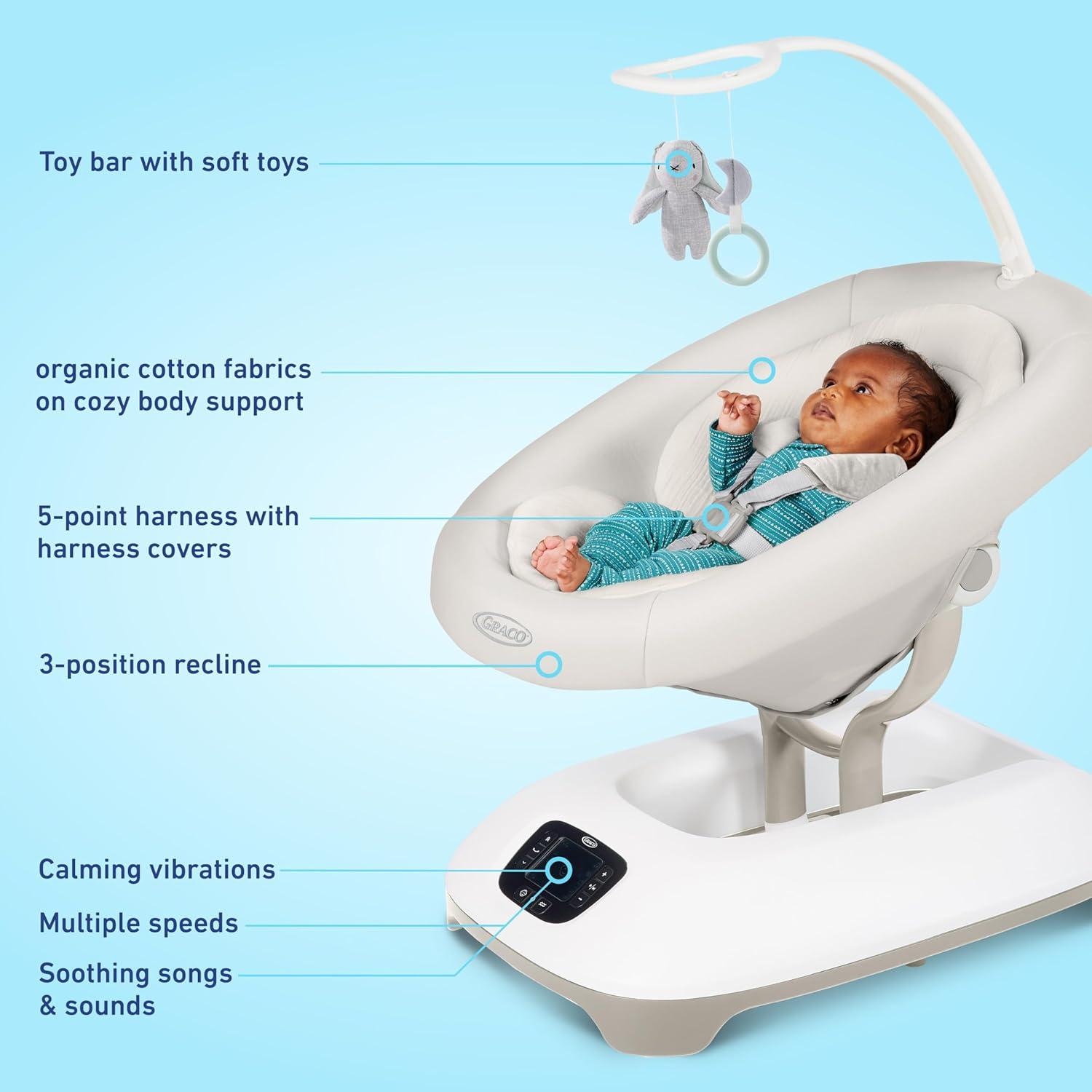 imageGraco SmartSense Baby Swing with Cry Detection Technology Soothing Motions and Calming Vibrations Comfortable Infant Support Rori