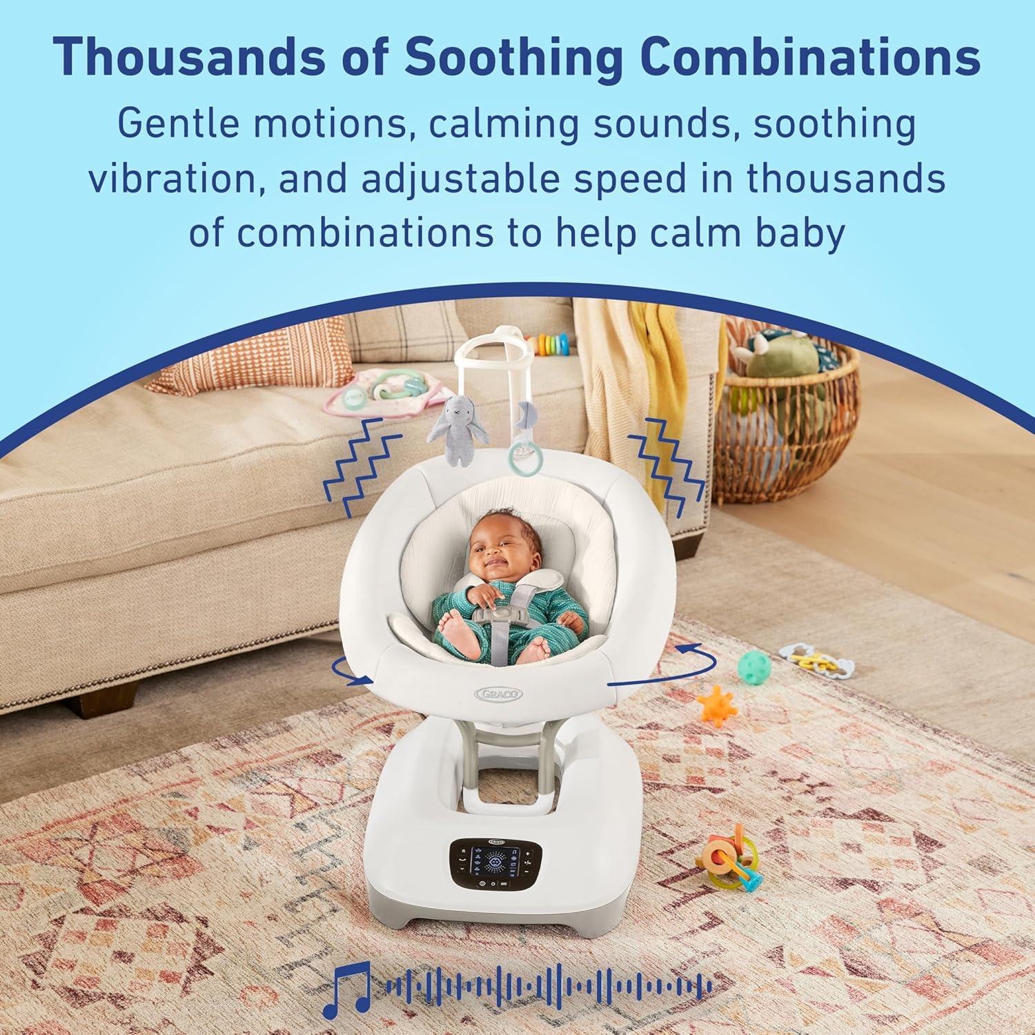 imageGraco SmartSense Baby Swing with Cry Detection Technology Soothing Motions and Calming Vibrations Comfortable Infant Support Rori