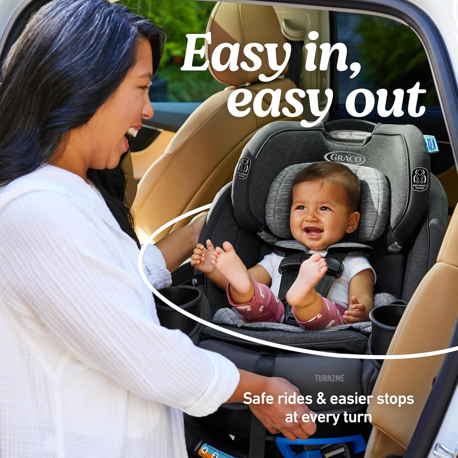 imageGraco Turn2Me 3in1 Convertible Car Seat Rotating Seat feature with RearFacing ForwardFacing and Highback Booster options in Cambridge