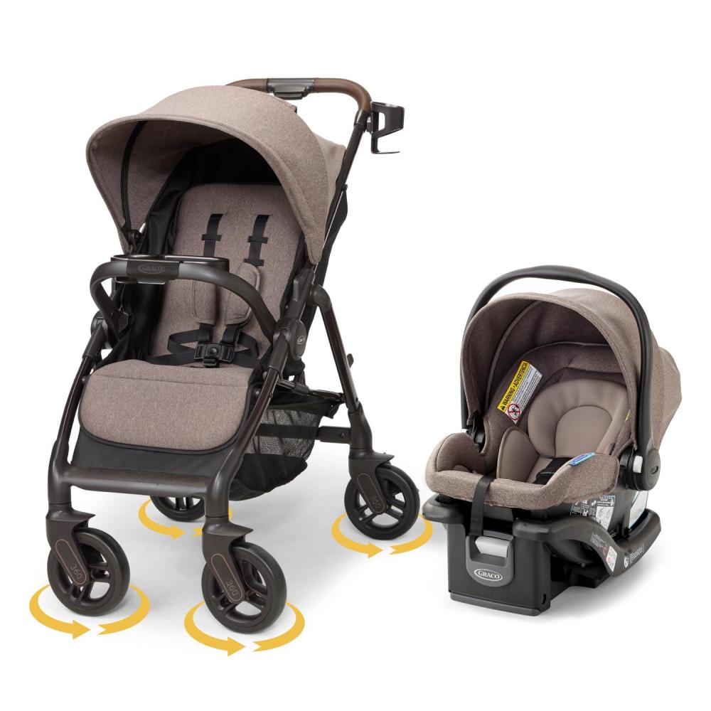 imageGraco Merge Travel System Swivel Wheel Baby Stroller Car Seat Combo Travel System Stroller with 360Degree Rotating WheelsStroller Car Seat