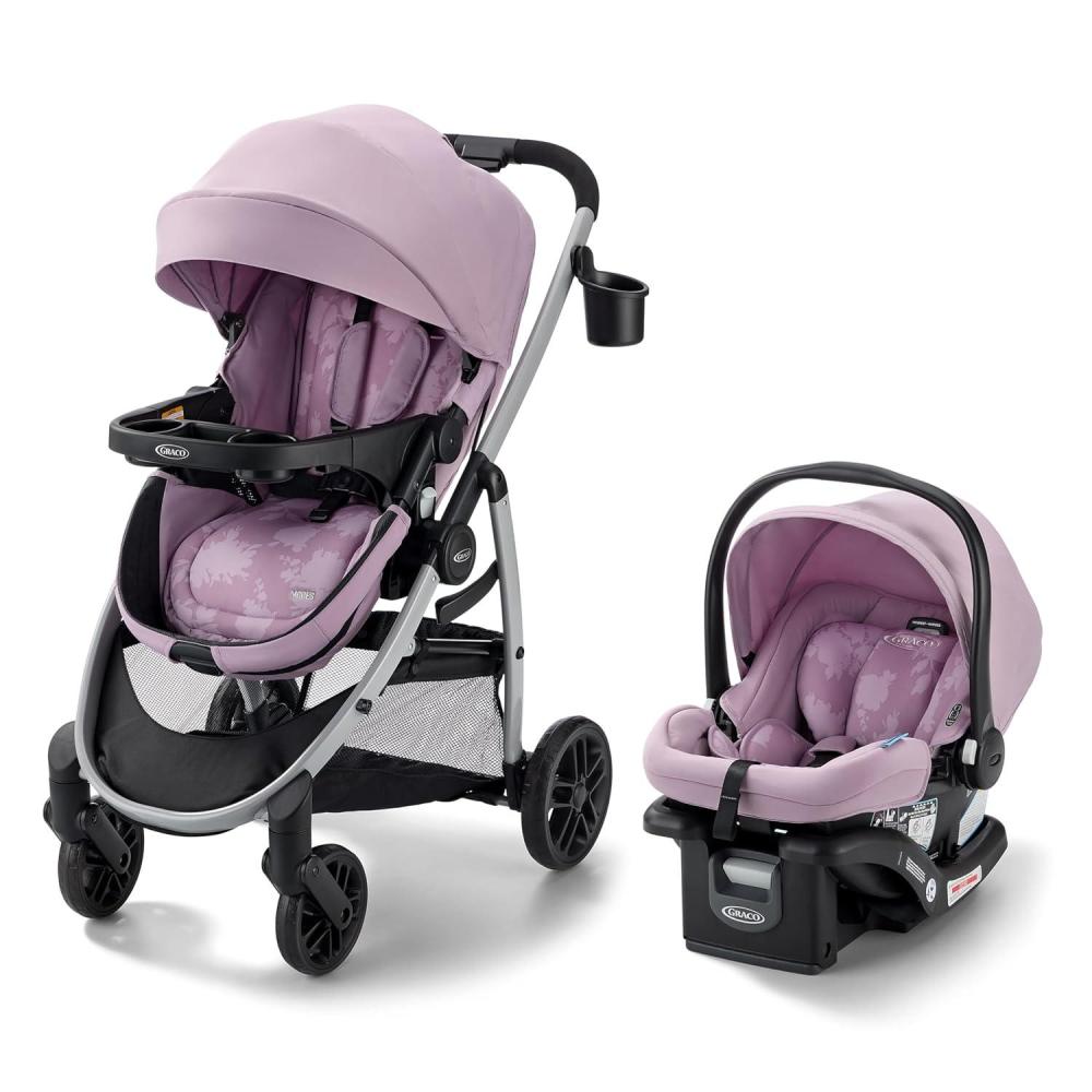 imageGraco Modes Pramette Travel System 3in1 Modular Carseat Stroller Combo Infant Car Seat Carrier to Toddler Stroller Includes the SnugRide Car Seat RedmondLilac Mod