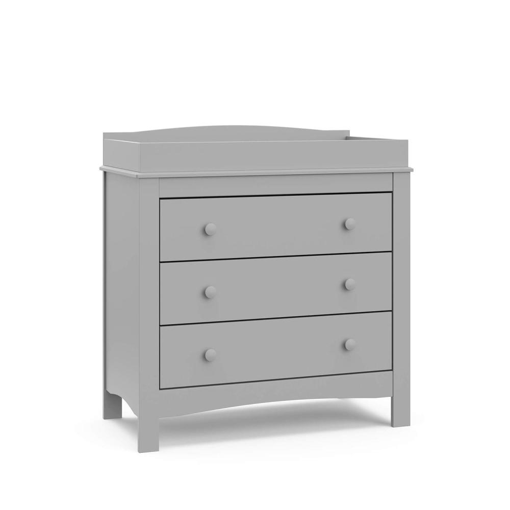 imageGraco Noah 3 Drawer Chest with Changing Topper Pebble Gray GREENGUARD Gold Certified Baby Dresser Table Top for Nursery KidsPebble Gray
