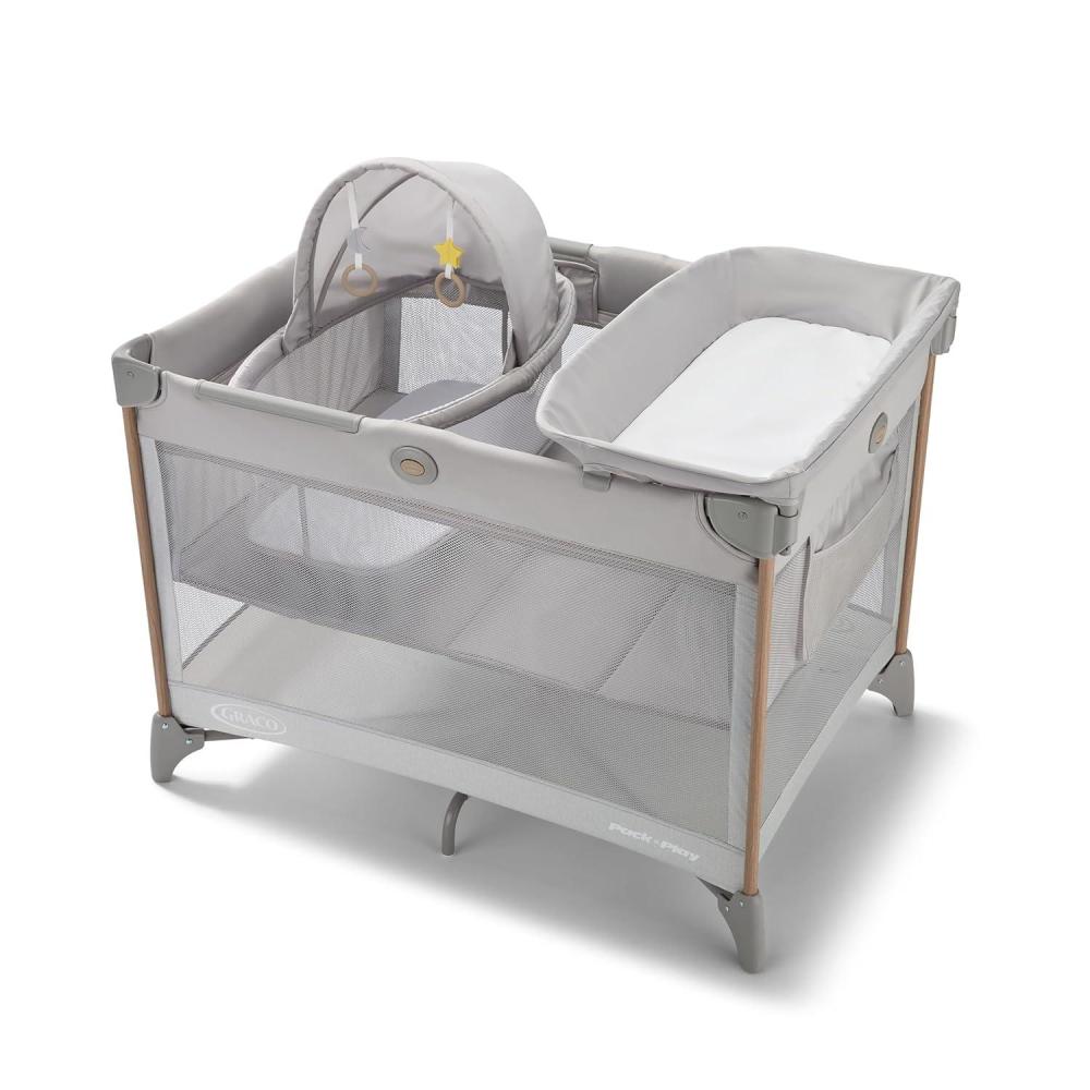 imageGraco Pack n Play CareSuite Playard Portable Playpen with Baby Bassinet Changing Table SkyLux Sky