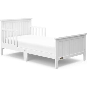 Graco Bailey Toddler Bed (Pebble Gray) – GREENGUARD Gold Certified, Fits Standard Full-Size Crib & Toddler Mattress, Toddler Safety Guardrails Included, Complete Design with Solid Headboard, Footboard(White)
