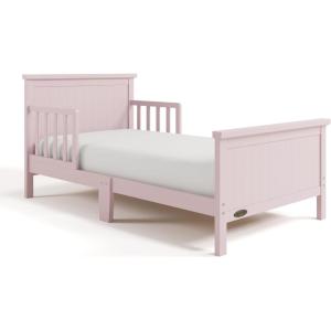 Graco Bailey Toddler Bed (Pebble Gray) – GREENGUARD Gold Certified, Fits Standard Full-Size Crib & Toddler Mattress, Toddler Safety Guardrails Included, Complete Design with Solid Headboard, Footboard(Blush)