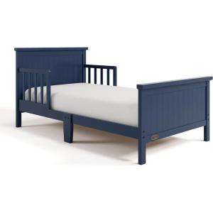 Graco Bailey Toddler Bed (Pebble Gray) – GREENGUARD Gold Certified, Fits Standard Full-Size Crib & Toddler Mattress, Toddler Safety Guardrails Included, Complete Design with Solid Headboard, Footboard(Midnight Blue)