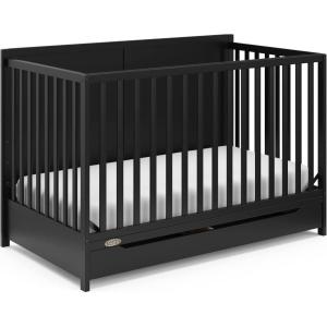 Graco Melrose 5-in-1 Convertible Crib with Drawer (White) – GREENGUARD Gold Certified, Fits Standard Crib Mattress, Converts to Toddler Bed, Daybed and Full Bed, 4 Adjustable Mattress Heights(Black)