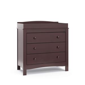 Graco Noah 3 Drawer Chest with Changing Topper (Pebble Gray) – GREENGUARD Gold Certified, Baby Dresser Table Top, for Nursery, Kids(Espresso)
