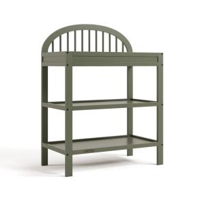 Graco Olivia Changing Table with Water-Resistant Changing Pad (Black) – GREENGUARD Gold Certified, Includes Bonus Water-Resistant Changing Pad with Safety Strap, 2 Open Shelves, Stylish Design(Olive)