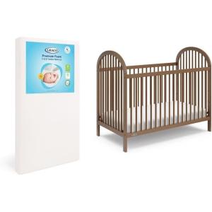 Graco Olivia Convertible Crib (Black) – GREENGUARD Gold Certified, 100% Solid Wood, Fits Standard Crib Mattress, Converts to Toddler Bed and Daybed, 4 Adjustable Mattress Heights(Hazelnut)