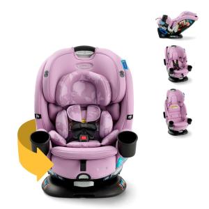 Graco Turn2Me 3-in-1 Rotating Convertible Car Seat, Cambridge, Rear-Facing Rotation, Forward-Facing Mode, Highback Booster Up to 100 lbs, Adjustable Headrest & Harness, Steel Reinforced Frame(Lilac Mod)