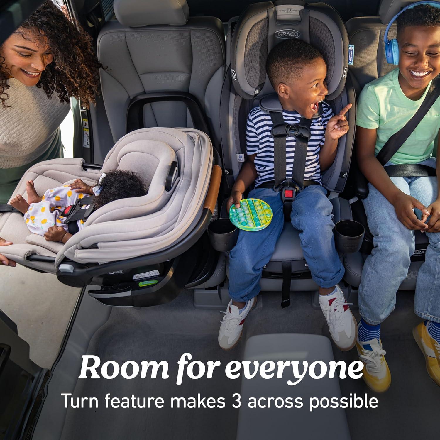 imageGraco SnugRide Turn ampamp Slide Infant Car Seat Rear Facing Rotating Car Seat with Base for 430 lbs with 180 Degree Turn for Easy Access Lightweight Carseat with SnugLock Technology Sandstone