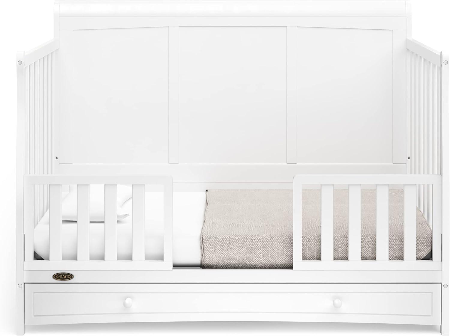 imageGraco Asheville 5in1 Convertible Crib with Drawer White GREENGUARD Gold Certified Crib with Drawer Combo FullSize Nursery Storage Drawer Converts to Toddler Bed Daybed and FullSize BedWhite