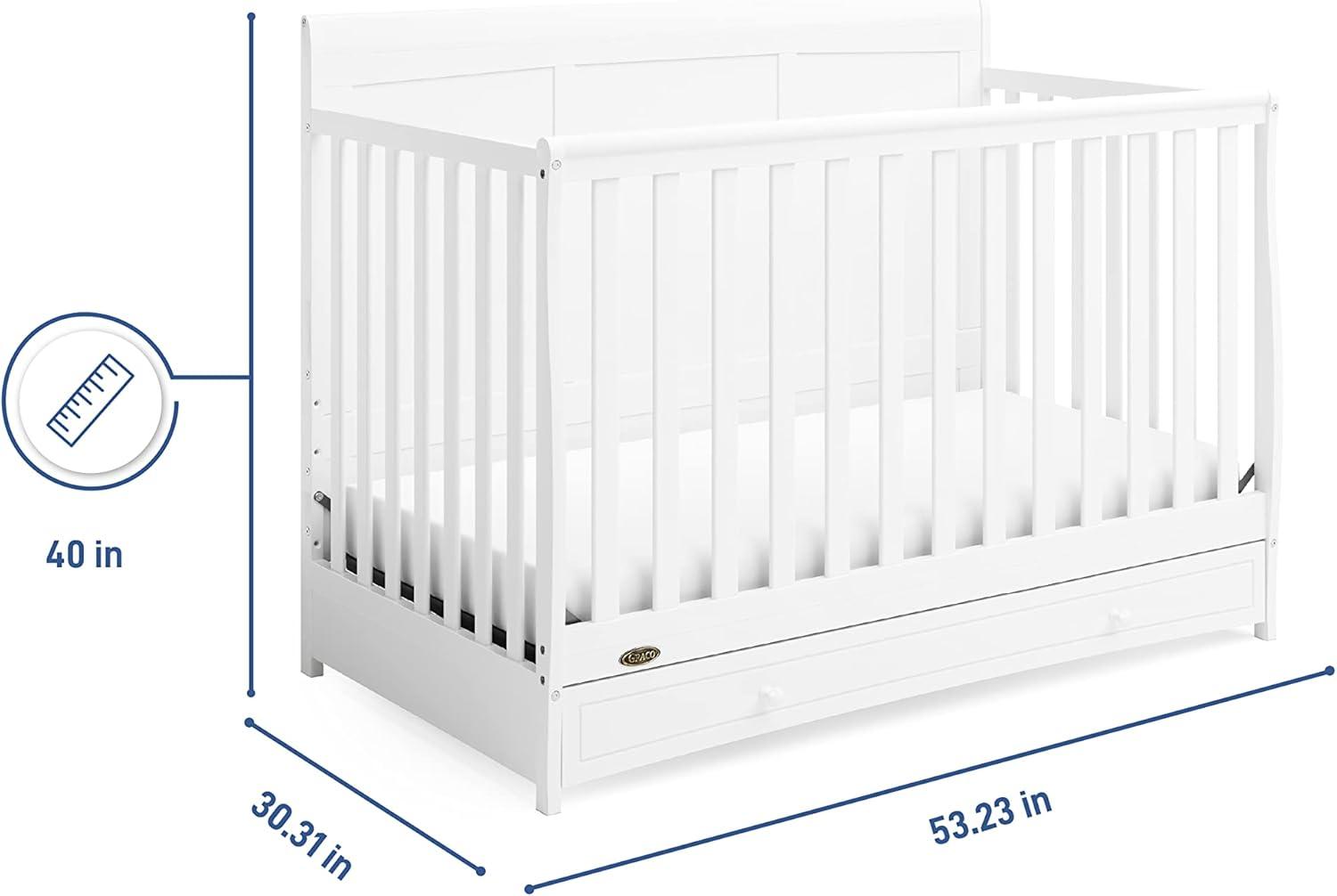 imageGraco Asheville 5in1 Convertible Crib with Drawer White GREENGUARD Gold Certified Crib with Drawer Combo FullSize Nursery Storage Drawer Converts to Toddler Bed Daybed and FullSize BedWhite