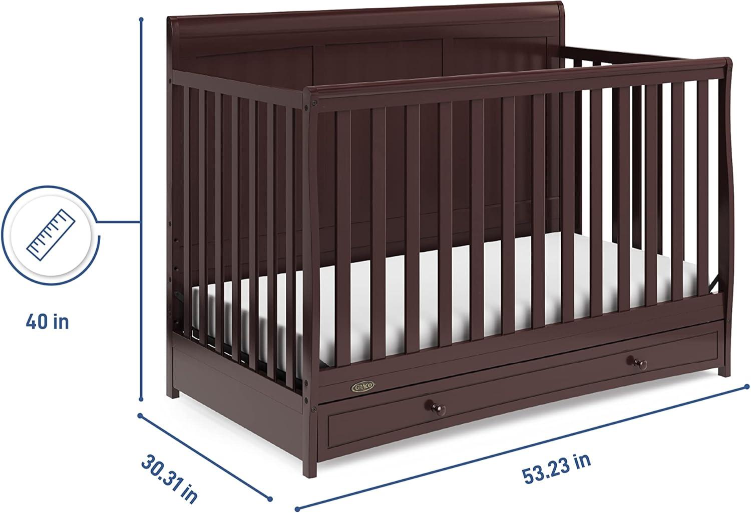 imageGraco Asheville 5in1 Convertible Crib with Drawer White GREENGUARD Gold Certified Crib with Drawer Combo FullSize Nursery Storage Drawer Converts to Toddler Bed Daybed and FullSize BedEspresso