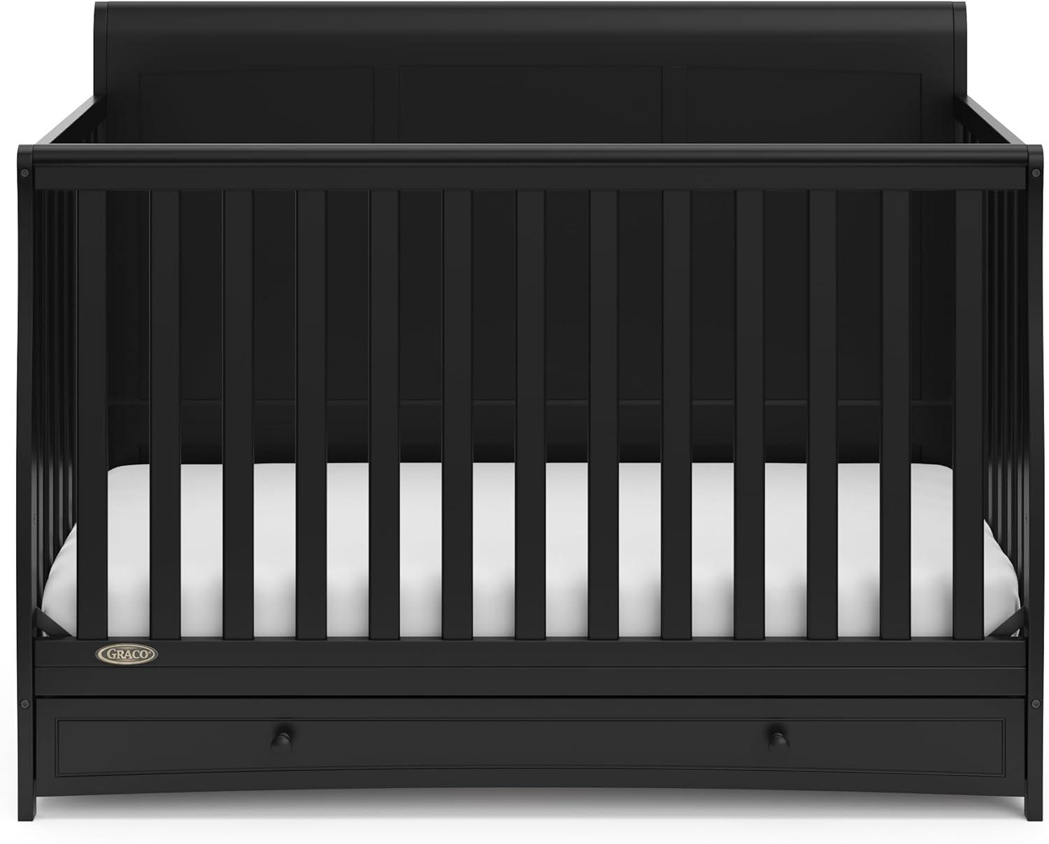 imageGraco Asheville 5in1 Convertible Crib with Drawer White GREENGUARD Gold Certified Crib with Drawer Combo FullSize Nursery Storage Drawer Converts to Toddler Bed Daybed and FullSize BedBlack