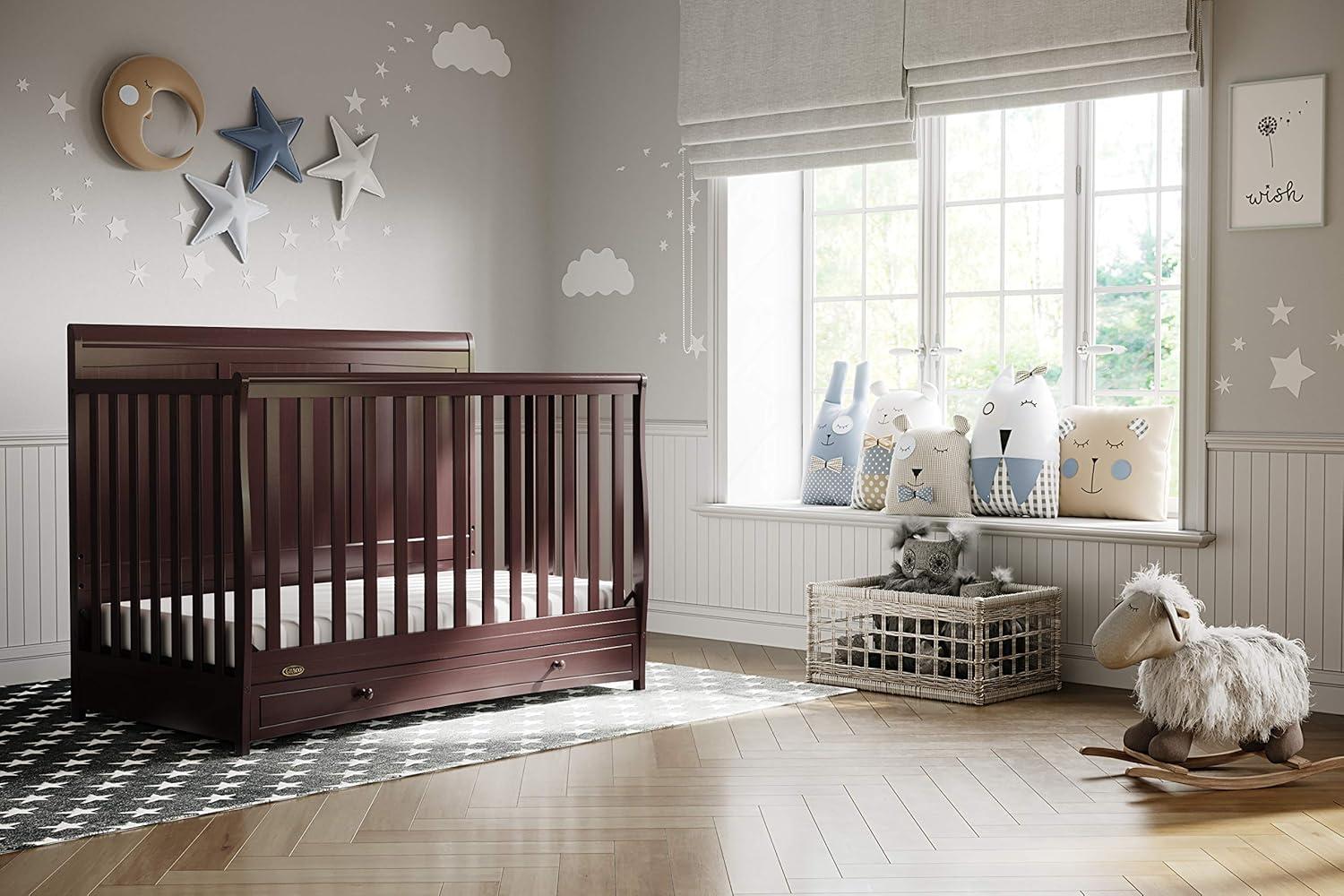 imageGraco Asheville 5in1 Convertible Crib with Drawer White GREENGUARD Gold Certified Crib with Drawer Combo FullSize Nursery Storage Drawer Converts to Toddler Bed Daybed and FullSize BedEspresso