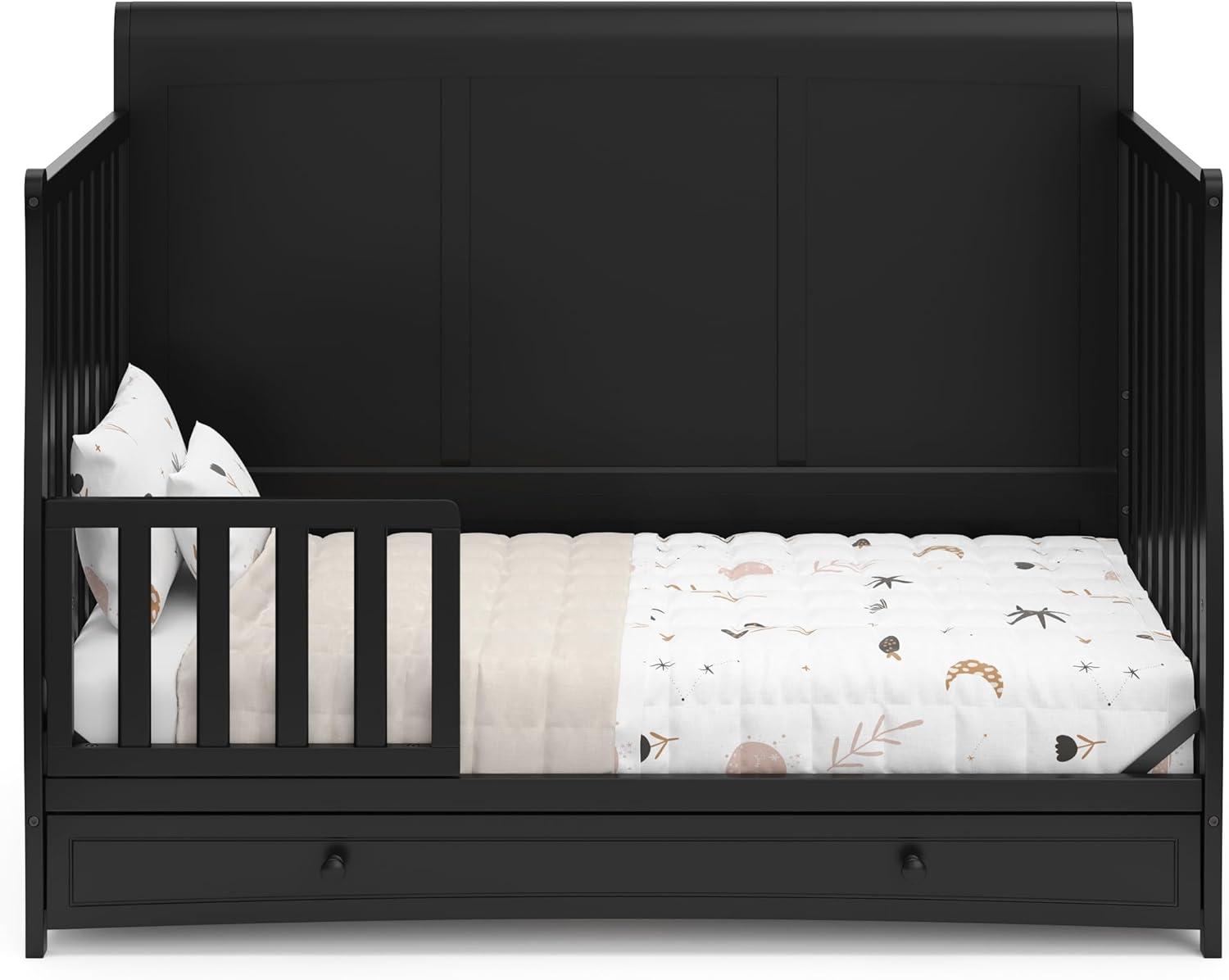 imageGraco Asheville 5in1 Convertible Crib with Drawer White GREENGUARD Gold Certified Crib with Drawer Combo FullSize Nursery Storage Drawer Converts to Toddler Bed Daybed and FullSize BedBlack