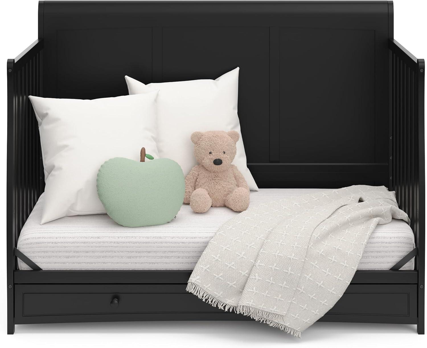 imageGraco Asheville 5in1 Convertible Crib with Drawer White GREENGUARD Gold Certified Crib with Drawer Combo FullSize Nursery Storage Drawer Converts to Toddler Bed Daybed and FullSize BedBlack