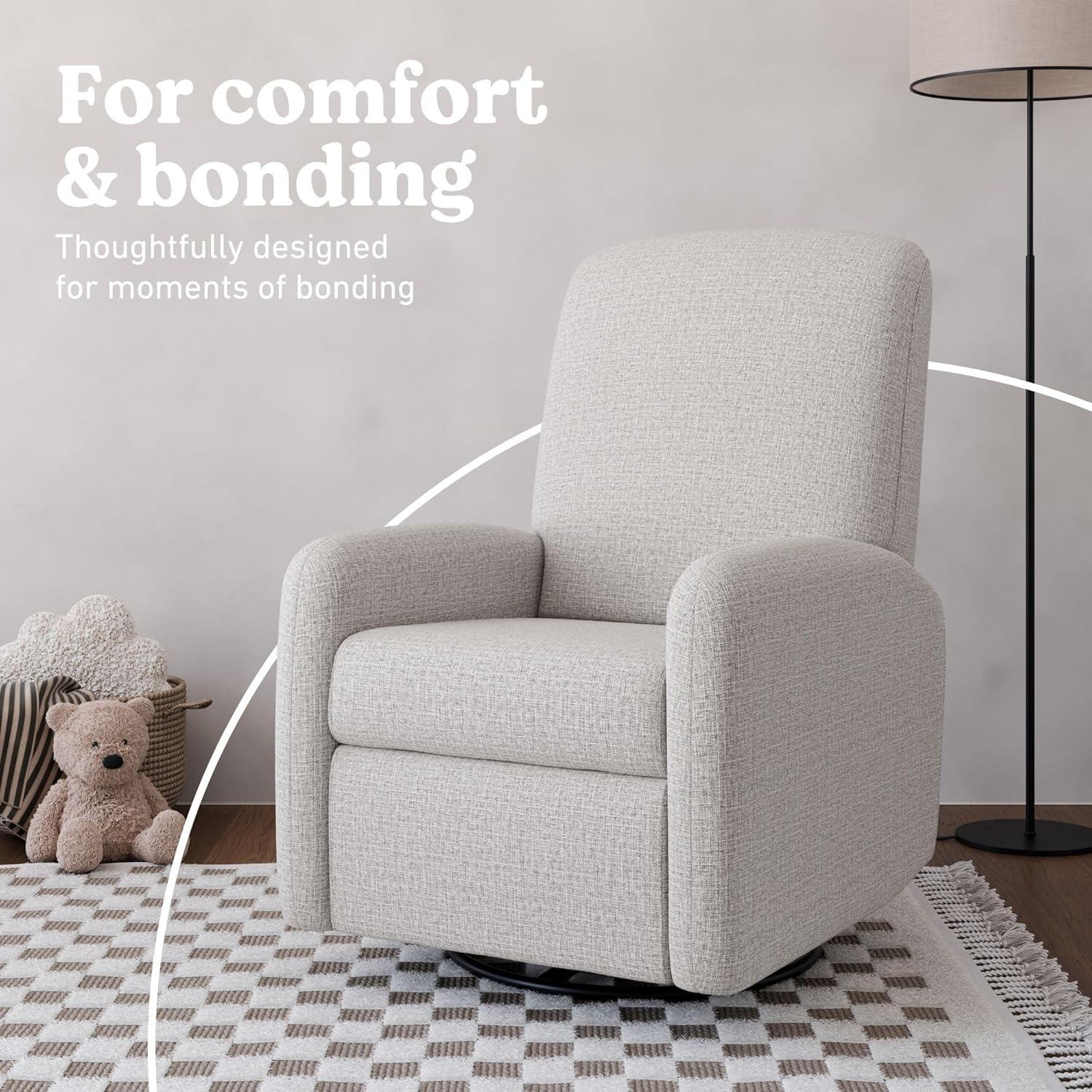 imageGraco Bellwood Power Recliner Swivel Glider Ivory Basketweave Electronic Power Recliner for Nursery Includes DualUSB Charging Port for USBA amp USBC Glider Rocking Chair with Full ReclineSteel