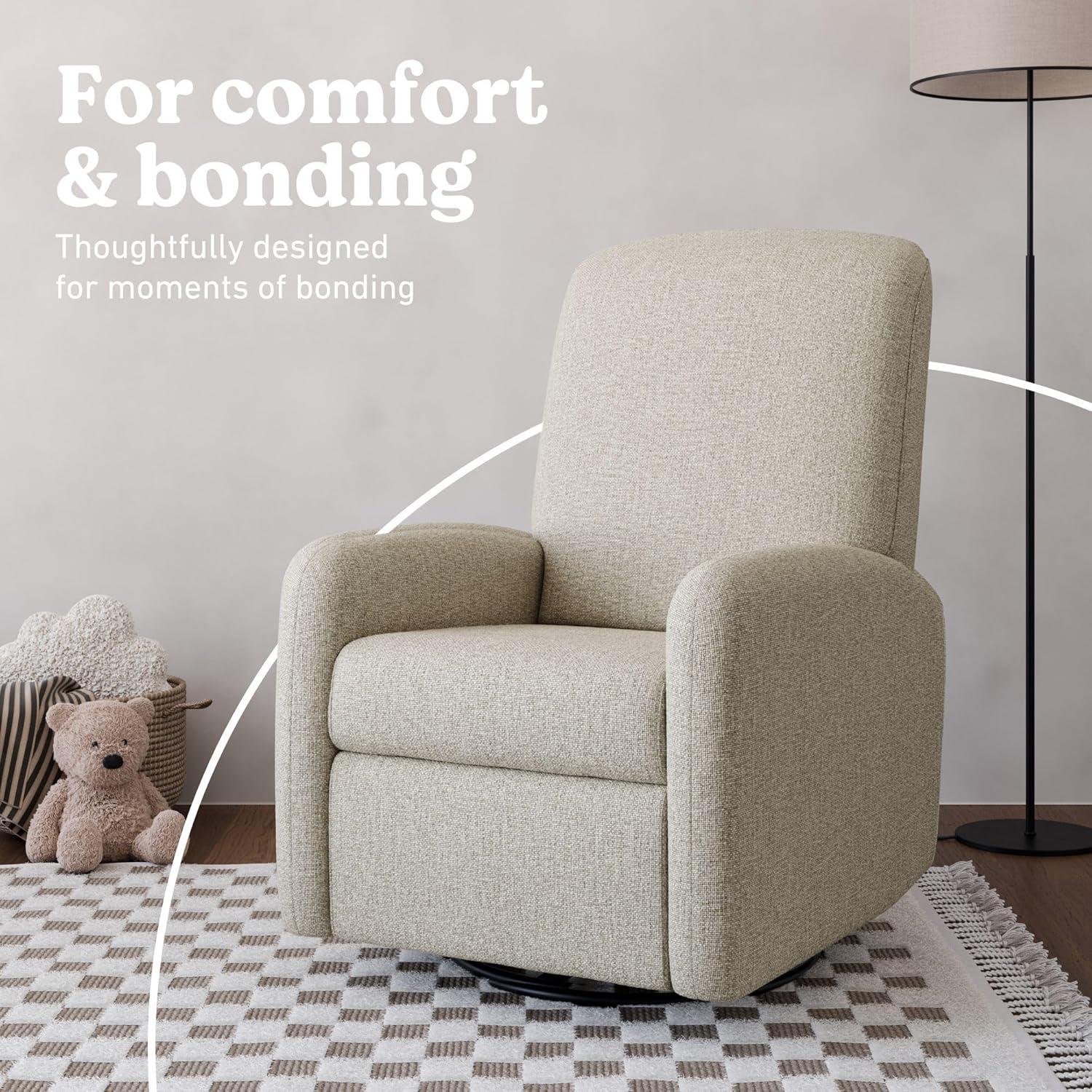 imageGraco Bellwood Power Recliner Swivel Glider Ivory Basketweave Electronic Power Recliner for Nursery Includes DualUSB Charging Port for USBA amp USBC Glider Rocking Chair with Full ReclineDune