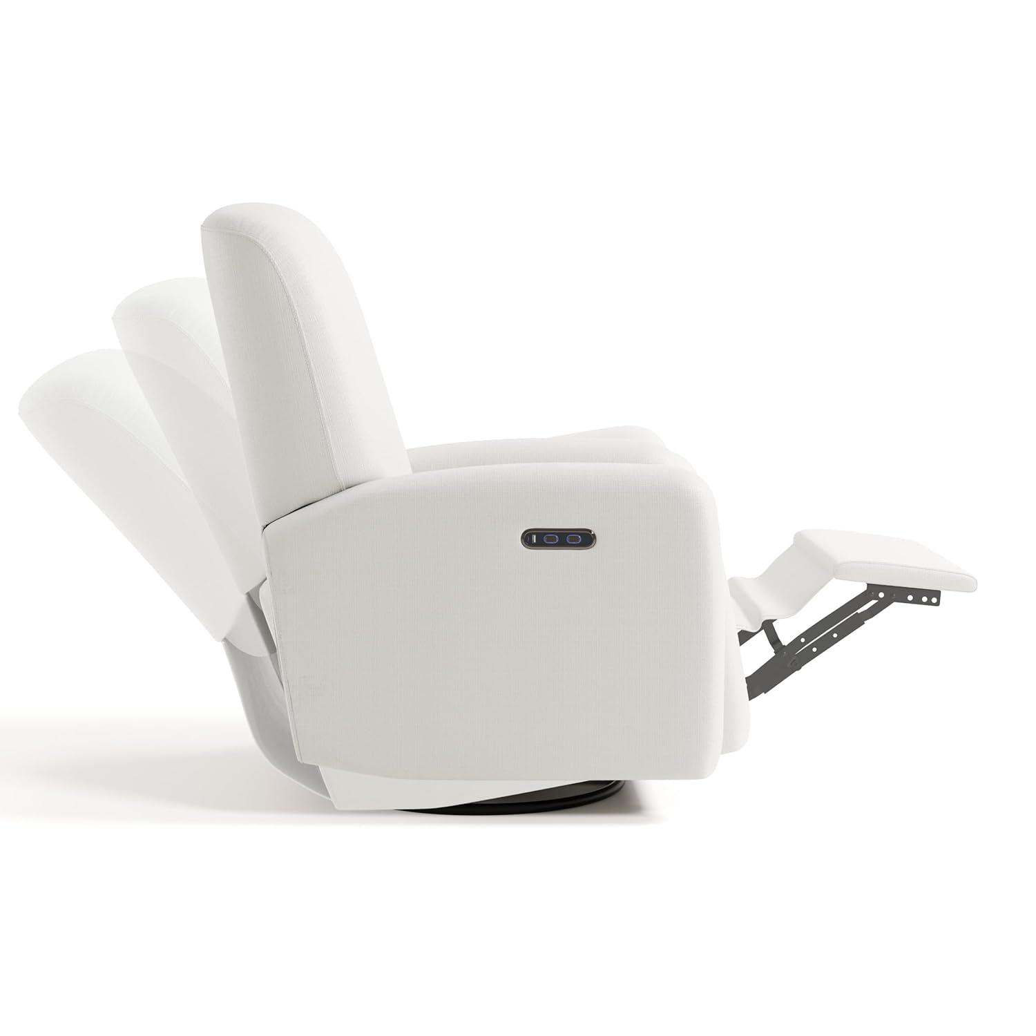 imageGraco Bellwood Power Recliner Swivel Glider Ivory Basketweave Electronic Power Recliner for Nursery Includes DualUSB Charging Port for USBA amp USBC Glider Rocking Chair with Full ReclineIvory