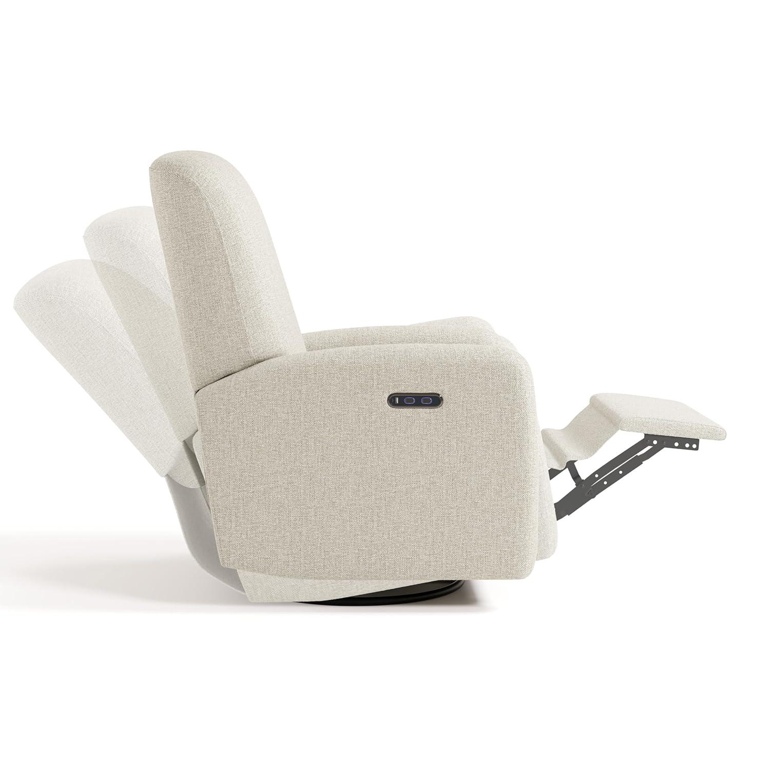 imageGraco Bellwood Power Recliner Swivel Glider Ivory Basketweave Electronic Power Recliner for Nursery Includes DualUSB Charging Port for USBA amp USBC Glider Rocking Chair with Full ReclineDune