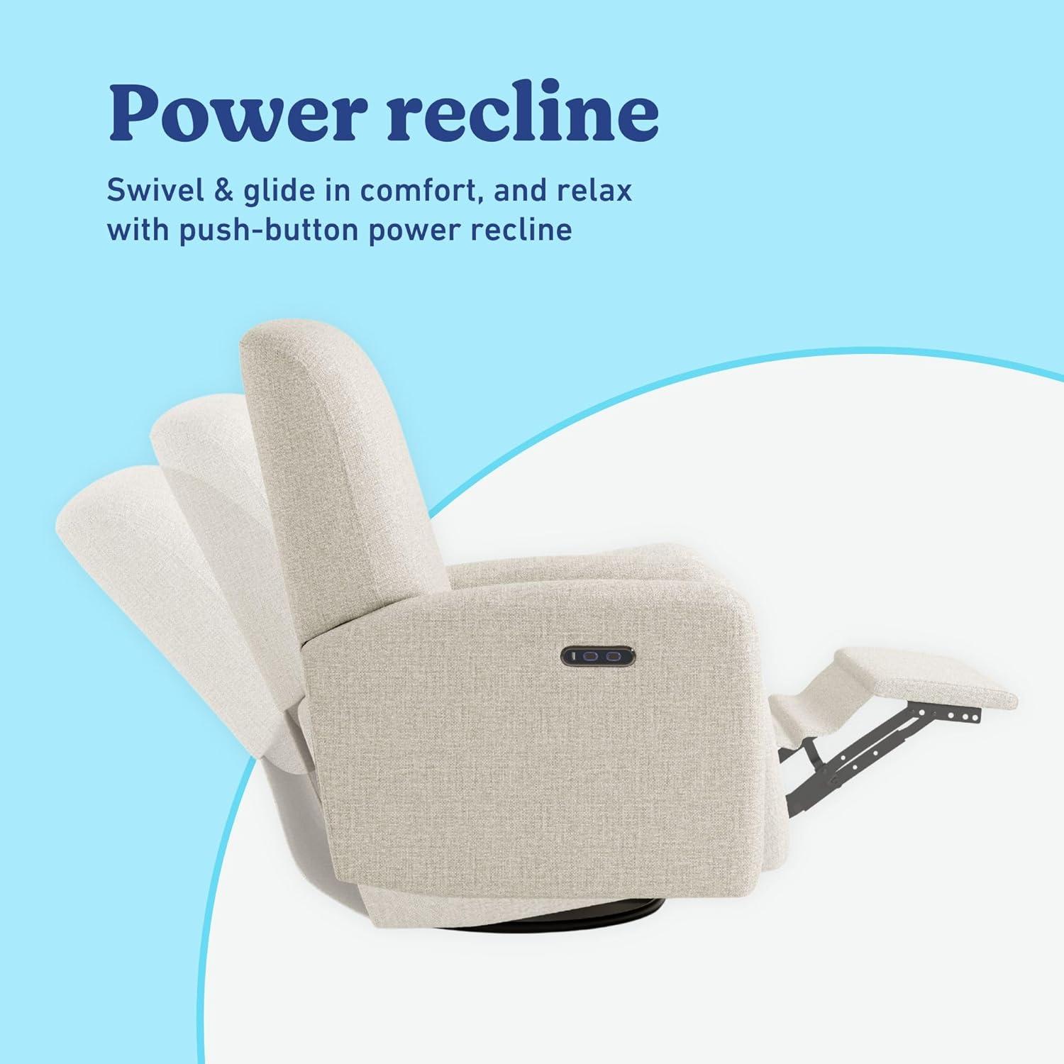 imageGraco Bellwood Power Recliner Swivel Glider Ivory Basketweave Electronic Power Recliner for Nursery Includes DualUSB Charging Port for USBA amp USBC Glider Rocking Chair with Full ReclineDune