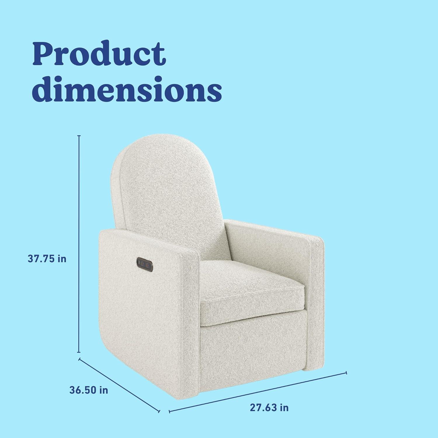imageGraco Olivia SmallSpaces Premium Nursery Power Recliner Swivel Glider Ivory Boucle Smaller Profile for Smaller Rooms Upholstered Power Recliner Chair USB Charging Port Durable Metal BaseIvory Boucle