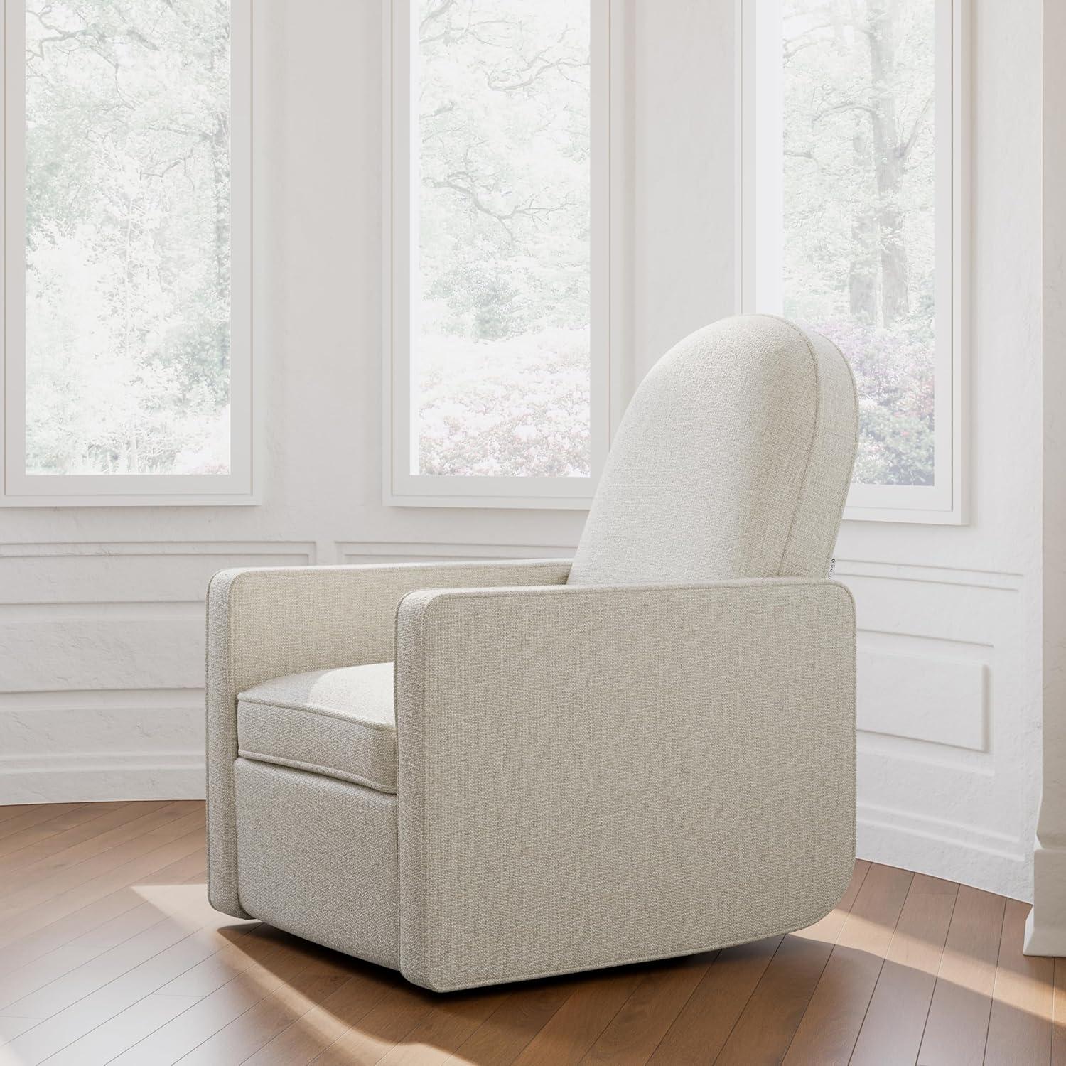 imageGraco Olivia SmallSpaces Premium Nursery Power Recliner Swivel Glider Ivory Boucle Smaller Profile for Smaller Rooms Upholstered Power Recliner Chair USB Charging Port Durable Metal BaseDune Basketweave