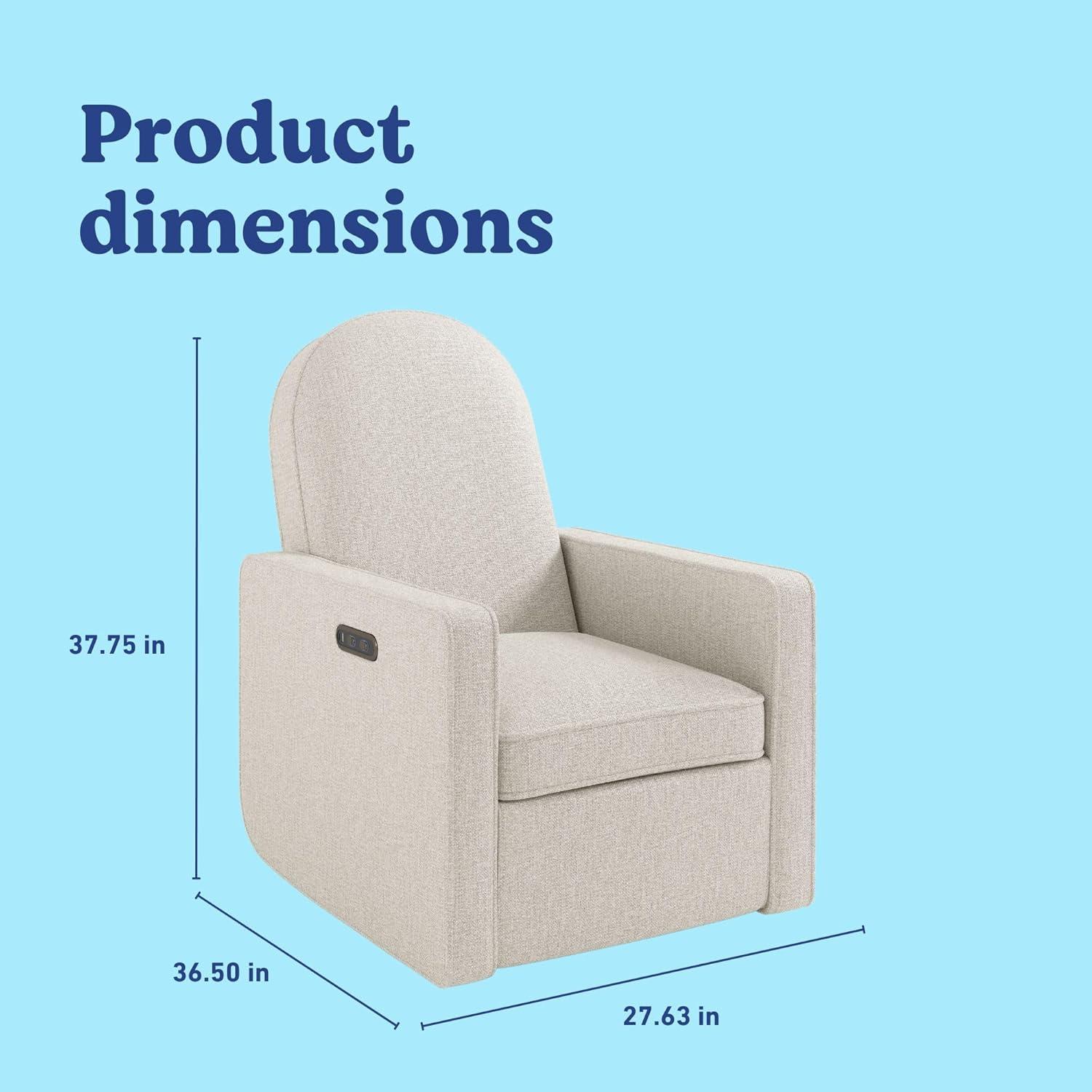 imageGraco Olivia SmallSpaces Premium Nursery Power Recliner Swivel Glider Ivory Boucle Smaller Profile for Smaller Rooms Upholstered Power Recliner Chair USB Charging Port Durable Metal BaseDune Basketweave