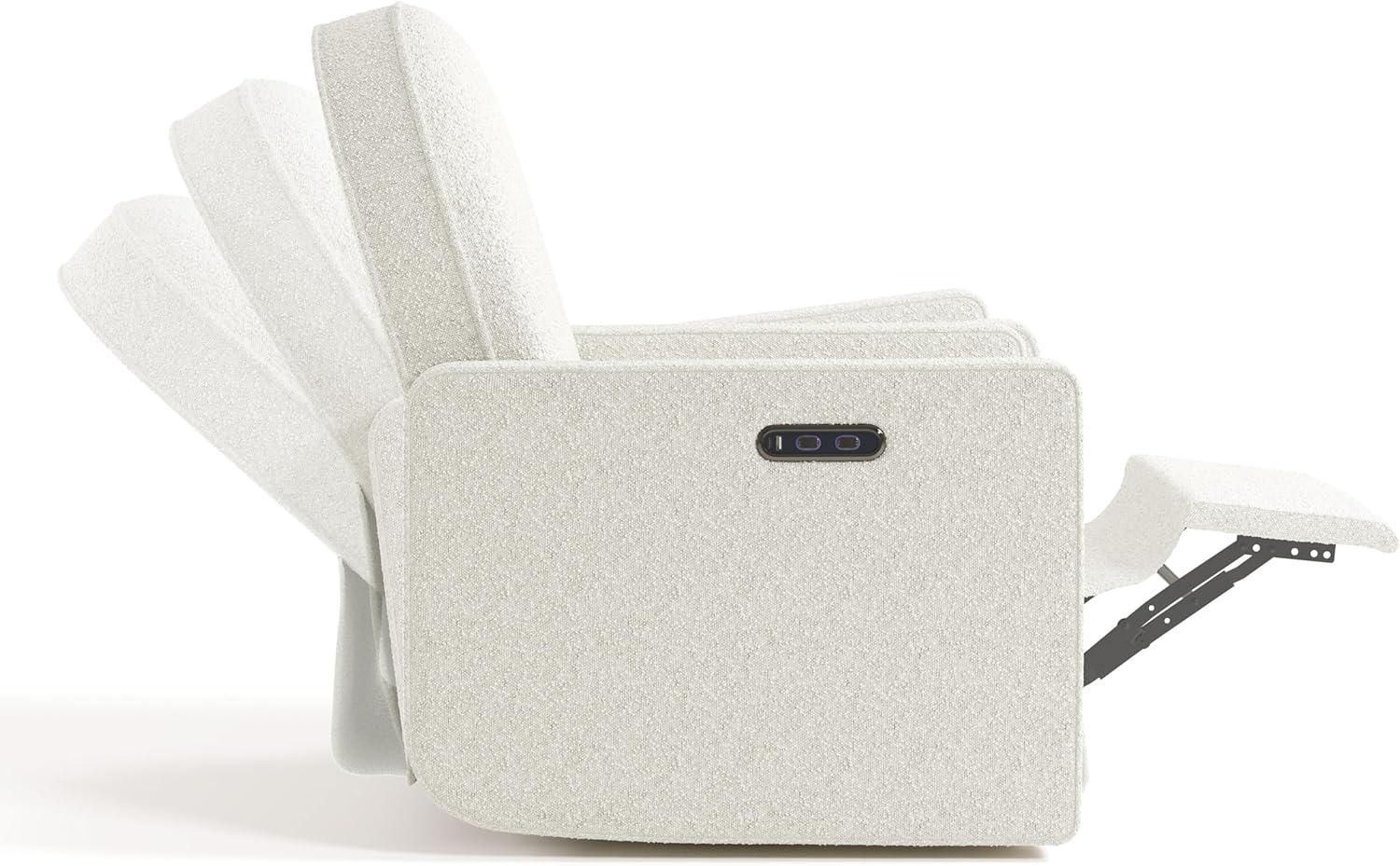 imageGraco Olivia SmallSpaces Premium Nursery Power Recliner Swivel Glider Ivory Boucle Smaller Profile for Smaller Rooms Upholstered Power Recliner Chair USB Charging Port Durable Metal BaseIvory Boucle